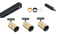 Kjøkkenbelysning Tak|Designline>Antidark Designline Tube Pro komplett 1.9 meter spotskinne med 3 spotter GU10 - Svart/Messing Svart / Messing