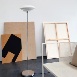 Interiørlamper Gulv>Dyberg Larsen DL31 gulvlampe - Krom/Hvit Krom / Hvit