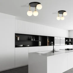 Kjøkkenbelysning Tak|Taklamper / Takplafonder>Emibig Dolce taklampe 3-lys - Svart/Opal/Gullfarget Svart / Opal