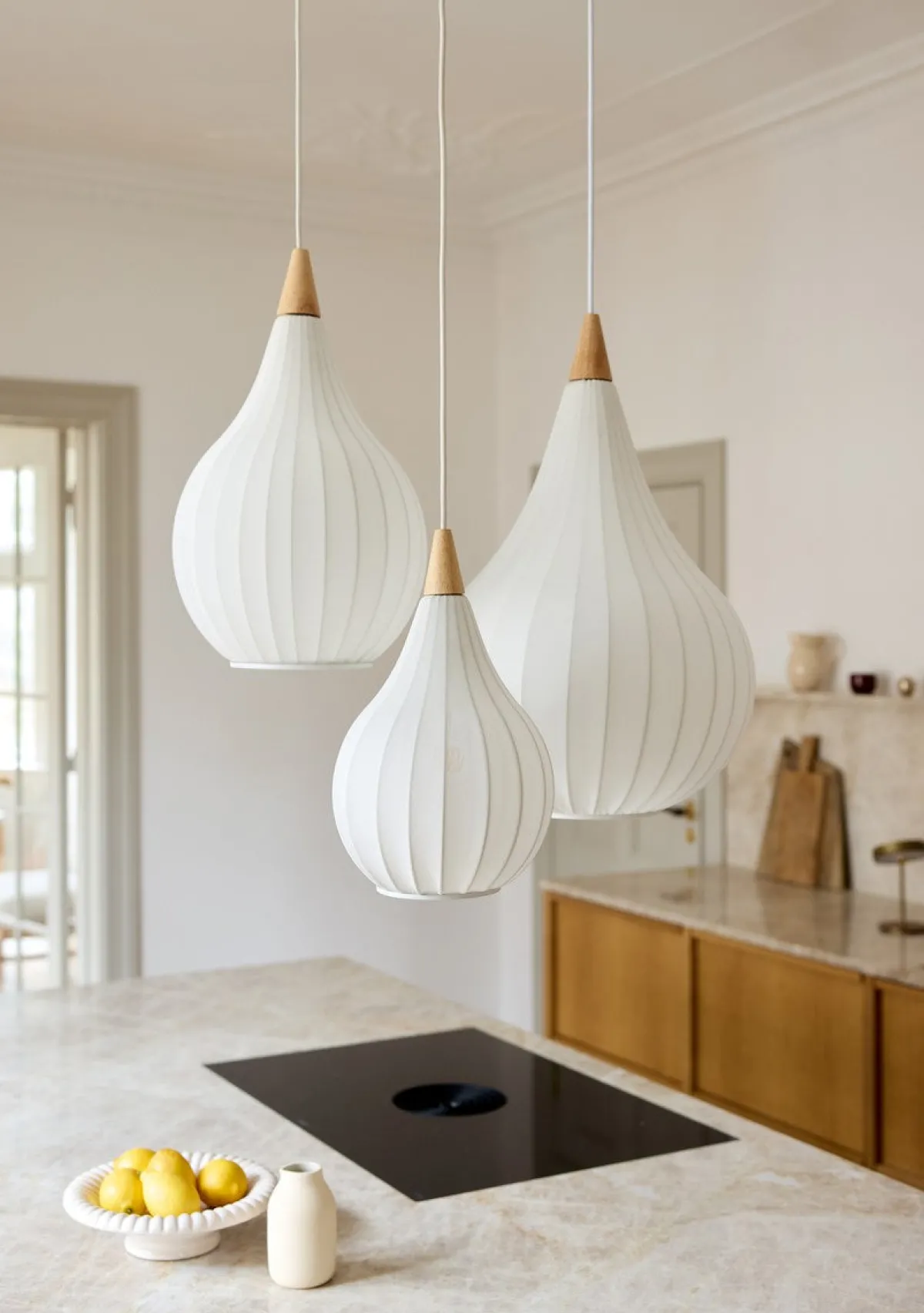 Kjøkkenbelysning Tak|Takpendler>Halo Designs Drops pendel 30 - Tekstil Hvit