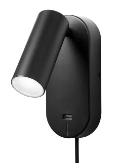 Leselamper|Vegglamper Med Usb>Nielsen Light Ego vegglampe dimbar m/ USB - Svart
