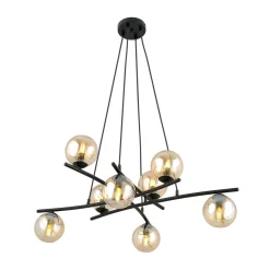 Kjøkkenbelysning Tak|Takpendler>Emibig Essa takpendel 8-lys - Svart/Amberfarget Svart / Amber