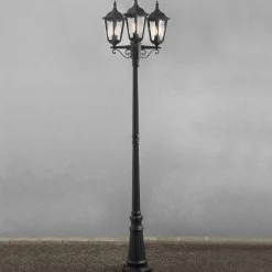 Lyktestolper>Konstsmide Firenze 3-arm lykt inkludert stolpe 220 cm - Svart
