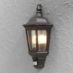 Utelamper - Veggskjold / Plafond>Konstsmide Firenze vegglampe utendørs med sensor - Svart