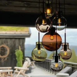 Kjøkkenbelysning Tak|Takpendler>Hadeland Glassverk Fjellglød kuler 7 stk - Sort Baldakin Krystall