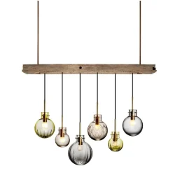 Kjøkkenbelysning Tak|Takpendler>Hadeland Glassverk Fjellro Krystallkuler 6 stk - Baldakin Eik