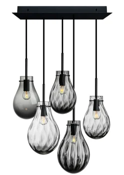 Kjøkkenbelysning Tak|Takpendler>Hadeland Glassverk Glitre Dråper 5 stk - Grå