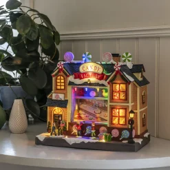 Juledekorasjon|Julebyer>Konstsmide Godterifabrikk 26,5 cm 16 LED Flerfarget