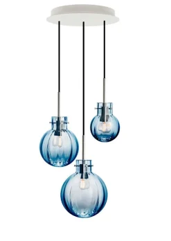Kjøkkenbelysning Tak|Takpendler>Hadeland Glassverk Havblikk Krystallkuler 3 stk - Sort Baldakin Blå