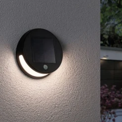 Solcellebelysning|Utelamper Med Opp/Ned Lys>Paulmann Helena vegglampe utendørs 3W 3000 Kelvin m/bevegelses sensor - Solcelle Antrasitt