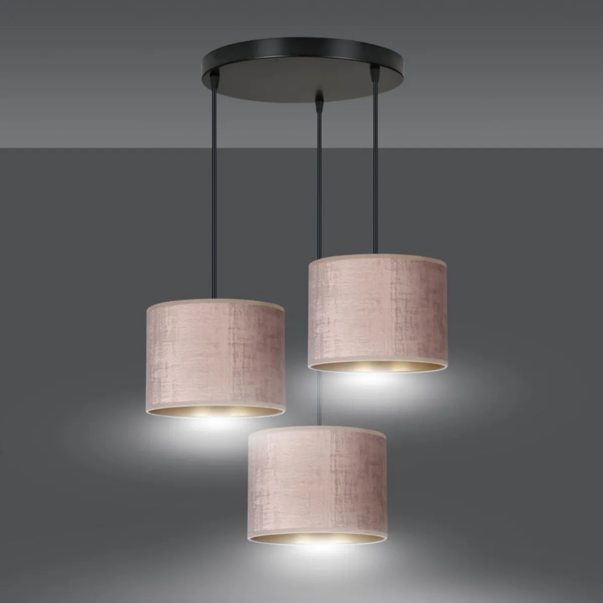 Kjøkkenbelysning Tak|Takpendler>Emibig Hilde rondell takpendel 3 lys - /Gullfarget Rosa