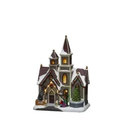 Juledekorasjon>Konstsmide Hus med roterende juletre og musikk LED Flerfarget