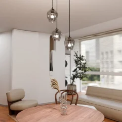 Kjøkkenbelysning Tak|Takpendler>Emibig Istar rondell takpendel 3 lys - Svart/Røykfarget Svart / Røyk