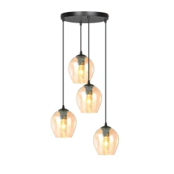 Kjøkkenbelysning Tak|Takpendler>Emibig Istar rondell takpendel 4 lys - Svart/Amberfarget Svart / Amber
