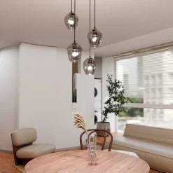 Kjøkkenbelysning Tak|Takpendler>Emibig Istar rondell takpendel 4 lys - Svart/Røykfarget Svart / Røyk