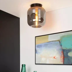 Kjøkkenbelysning Tak|Taklamper / Takplafonder>Lucide Joanet taklampe 25 cm - Svart/Røykfarget Svart / Messing / Røyk