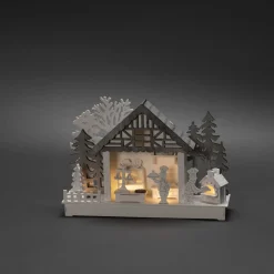 Juledekorasjon|Julebyer>Konstsmide Juleby med baker - /grå Hvit