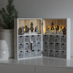 Juledekorasjon|Adventskalendere>Konstsmide Julekalender med lys - Batteridrevet Hvit