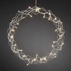 Julekranser Inne|Juledekorasjon>Konstsmide Julekrans med lys 45 cm varmhvit led - Sølv