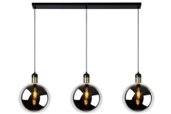 Kjøkkenbelysning Tak|Takpendler>Lucide Julius takpendel 3 lys skinne - farget glass Røyk