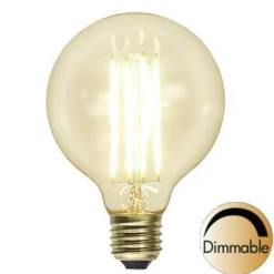 Dekorpære E27|Led-Pærer E27 Sokkel>Star Trading Klar Glob LED Filament 95mm