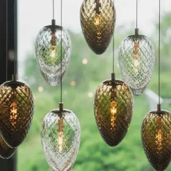 Kjøkkenbelysning Tak|Takpendler>Hadeland Glassverk Krystallkongle grantopp 3 takpendel Grønn