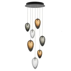 Kjøkkenbelysning Tak|Takpendler>Hadeland Glassverk Krystallkongle Kongull 7 takpendel Brun/røykfarge/klar