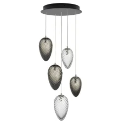 Kjøkkenbelysning Tak|Takpendler>Hadeland Glassverk Krystallkongle skogshorn 5 takpendel Røykgrå/klar