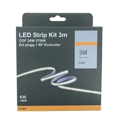 Led Strips>NorDesign LED Strip kit 27W 2700 Kelvin med EU-plug, dimmer og fjernkontroll - 3 meter Hvit