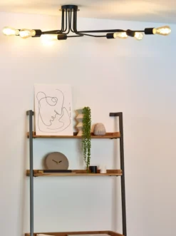 Kjøkkenbelysning Tak|Taklamper / Takplafonder>Lucide Lester taklampe 8 arm - Svart