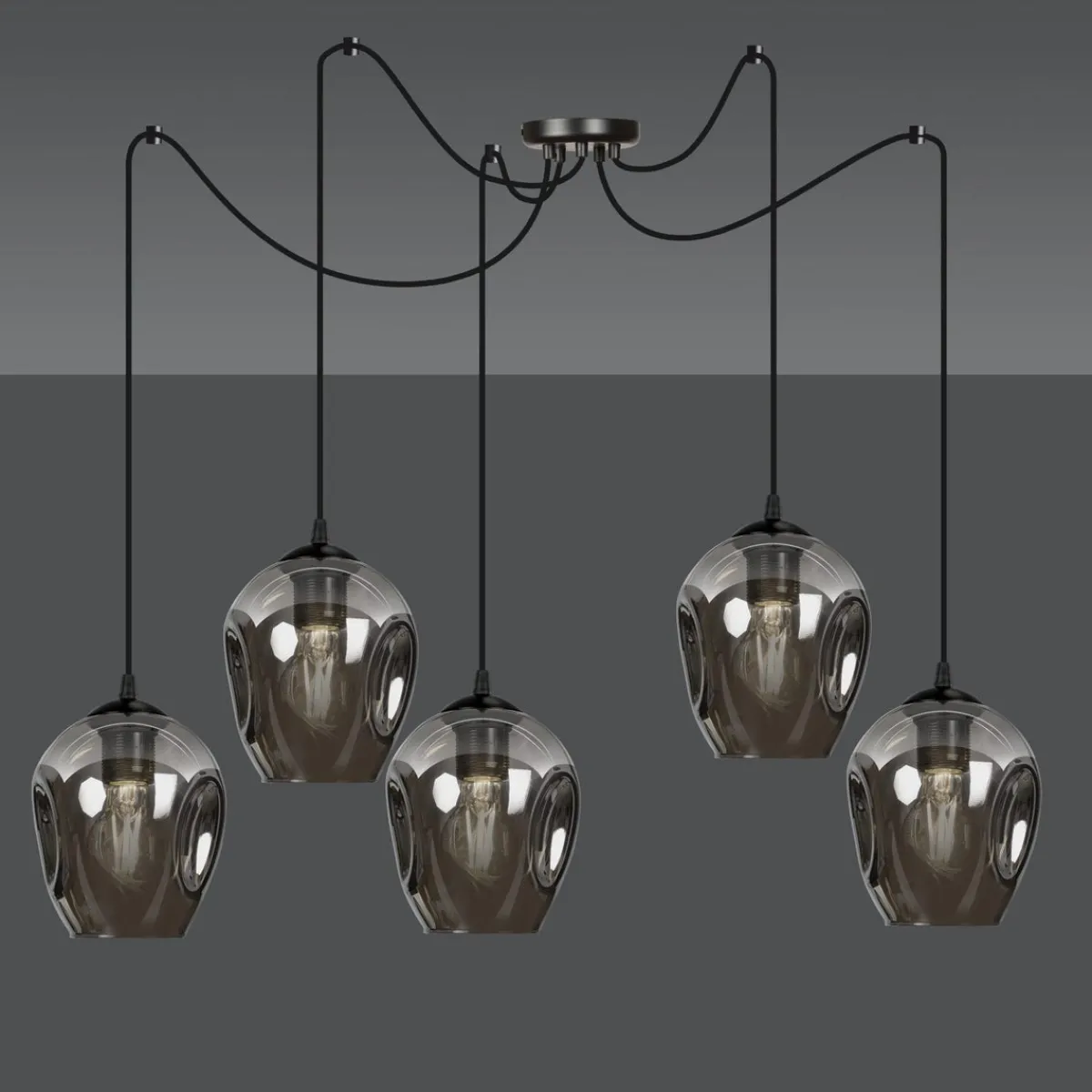 Kjøkkenbelysning Tak|Takpendler>Emibig Level takpendel 5 lys - Svart/Røykfarget Svart / Røyk