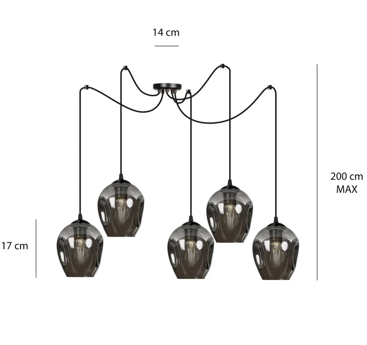 Kjøkkenbelysning Tak|Takpendler>Emibig Level takpendel 5 lys - Svart/Røykfarget Svart / Røyk