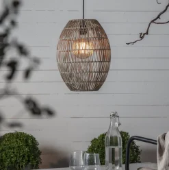 Takpendler Ute>Star Trading Linde utendørs lampeskjerm 30 cm IP44 - Grå/beige Grå / Beige