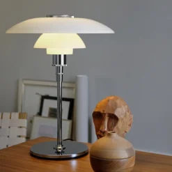 Louis Poulsen>Louis Poulsen PH 4½-3½ glass bordlampe Hvit Krom / Opal