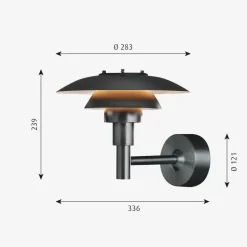 Utelamper - Klassiske Vegglamper|Louis Poulsen>Louis Poulsen PH 3-2½ utendørs vegglampe Svart