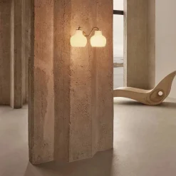 Louis Poulsen|Interiørlamper>Louis Poulsen VL Ring Crown dobbel Vegglampe Messing / Opal