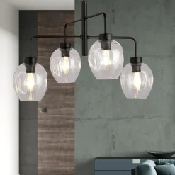 Kjøkkenbelysning Tak|Takpendler>Emibig Lukka takpendel 4 lys- Svart/Klart glass