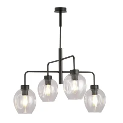 Kjøkkenbelysning Tak|Takpendler>Emibig Lukka takpendel 4 lys- Svart/Klart glass