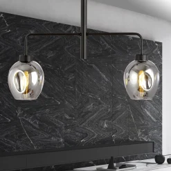 Kjøkkenbelysning Tak|Takpendler>Emibig Lukka takpendel 2 lys- Svart/Røykfarget Svart / Røyk