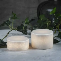 Bordlamper For Utendørsbruk|Bordlamper Ute>Unison Marble bordlampe batteridrevet m/timer - Small Hvit