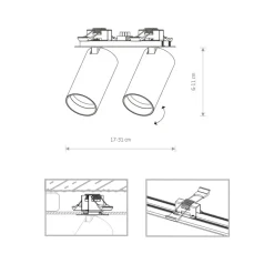 Kjøkkenbelysning Tak|Spotter & Skinner>Nowodvorski Mono dobbel innfelt takspot - Svart/Messingfarget Svart / Messing