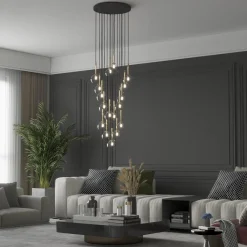 Kjøkkenbelysning Tak|Takpendler>TK Lighting Nilos takpendel 17-lys Svart / Gullfarget