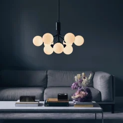 Baderomsbelysning Tak|Kjøkkenbelysning Tak>Nuura Apiales 9 satin svart/opal Svart / Opal