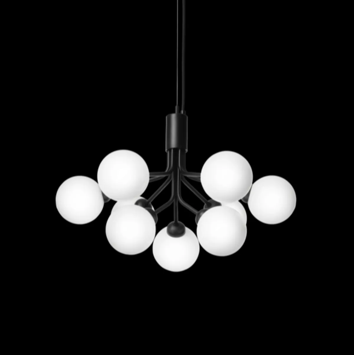 Baderomsbelysning Tak|Kjøkkenbelysning Tak>Nuura Apiales 9 satin svart/opal Svart / Opal