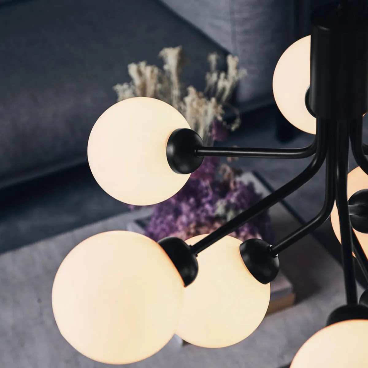 Baderomsbelysning Tak|Kjøkkenbelysning Tak>Nuura Apiales 9 satin svart/opal Svart / Opal