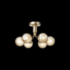 Baderomsbelysning Tak|Kjøkkenbelysning Tak>Nuura Apiales 6 taklampe børstet / optic gold glass Messing