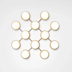 Baderomsbelysning Tak|Interiørlamper>Nuura Liila 12 taklampe/vegglampe - opal Messing / Opal