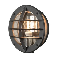 Utelamper - Veggskjold / Plafond>Konstsmide Oden vegglampe utendørs IP23 m/stikkontakt - Svart/klart glass Svart / Klar