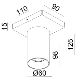 Kjøkkenbelysning Tak|Spotter & Skinner>NorDesign OZ K1 taklampe med 1 spott - Svart/Messing Svart / Messing