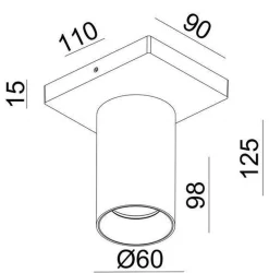 Kjøkkenbelysning Tak|Spotter & Skinner>NorDesign OZ K1 taklampe med 1 spott - Hvit